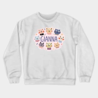 Gianna name with cartoon cats Crewneck Sweatshirt